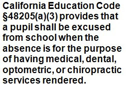 CA Education Code 48205(a)3